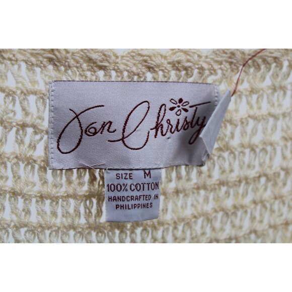 Jon Christy Hand Crochet Ivory Vest Medium Cotton Ladies 94026 - Picture 2 of 3